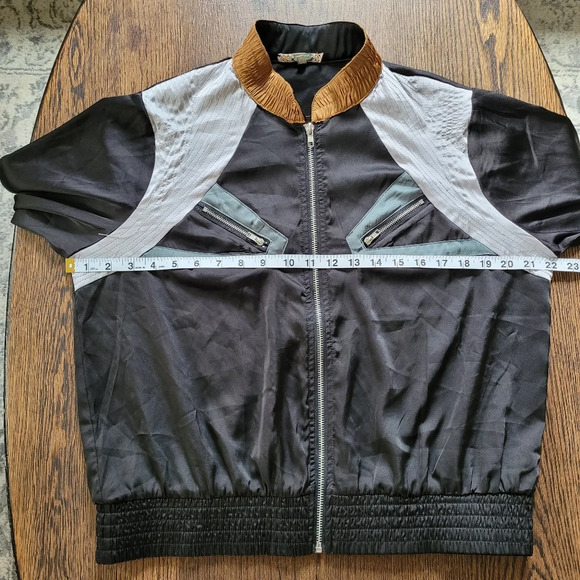 Gimmicks by BKE Black Zip Up Satin Feeling Varsity Jacket Size Women's Large - Picture 6 of 10